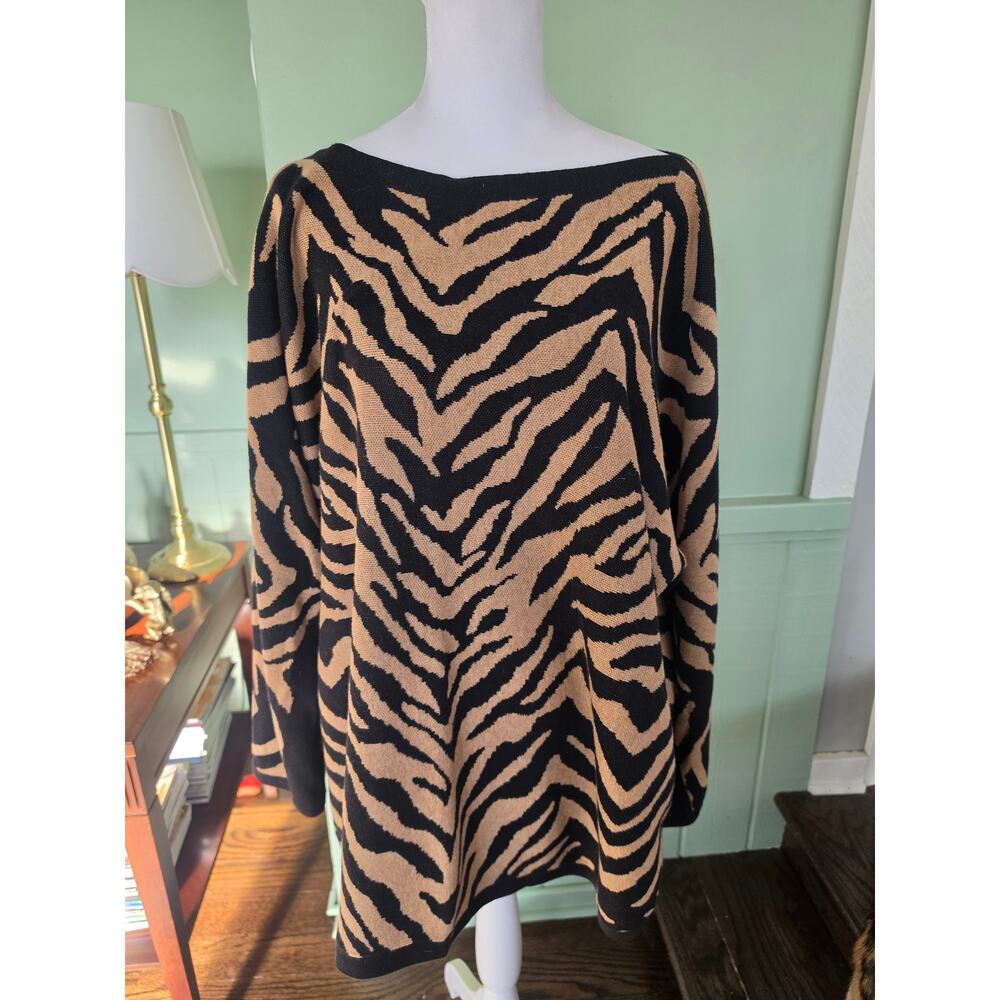 CAbi Dani Sweater Zebra Dazzle Stripe Brown/Black